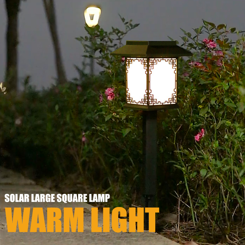 Solar LED Gartenlampe – Große quadratische Lampe mit warmem Licht und dualer Nutzung
