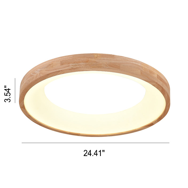 Garduru Holz LED Deckenleuchte | Minimalistisches Runddesign | Warmes Licht | Energiesparend