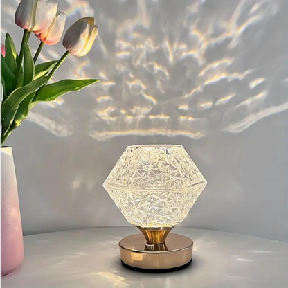 RoyaleGlow Touch Control Kristall Tischlampe – USB Aufladbare LED Licht mit Einstellbarer Helligkeit