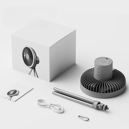 Tragbarer wiederaufladbarer Ventilator mit LED und integriertem Powerbank