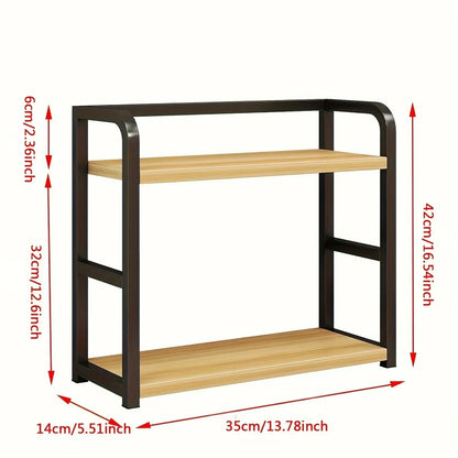 Edelstahl- und Holz-Küchenregal