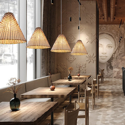 Boho Pendelleuchte - Handgefertigte Weidenleuchte für die Inneneinrichtung