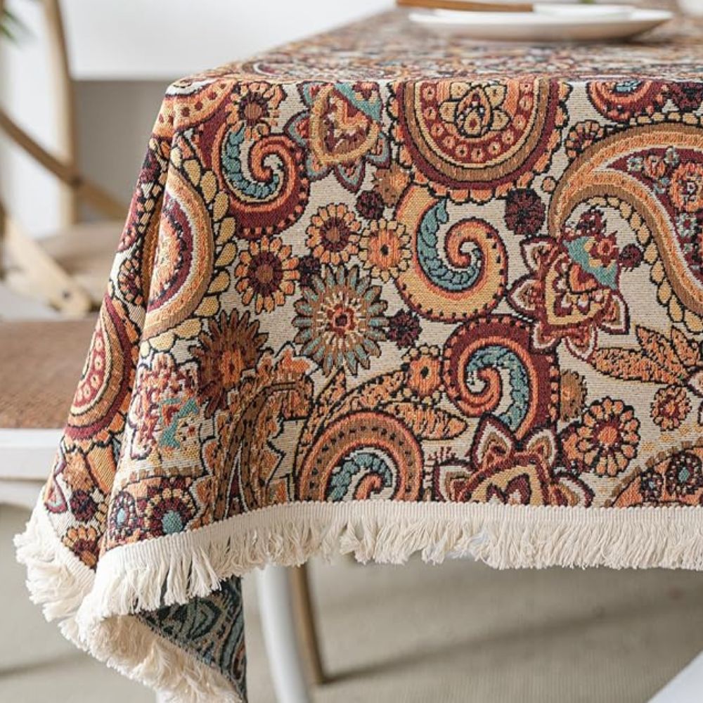 Amber Paisley Quaste Tischdecke
