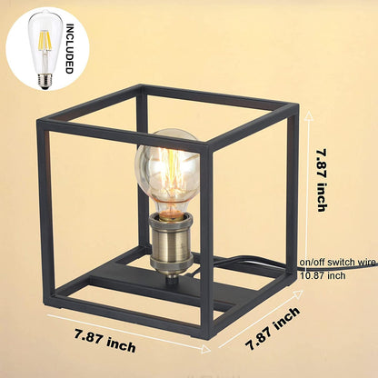 Garduru Moderne Tischlampe mit Eisenrahmen Quadrat Schirm