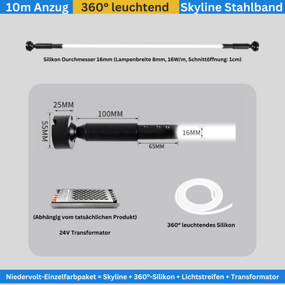 Skandinavische LED-Lichtleiste aus Stahl – 360° Rundumbeleuchtung für modernes Wohnen