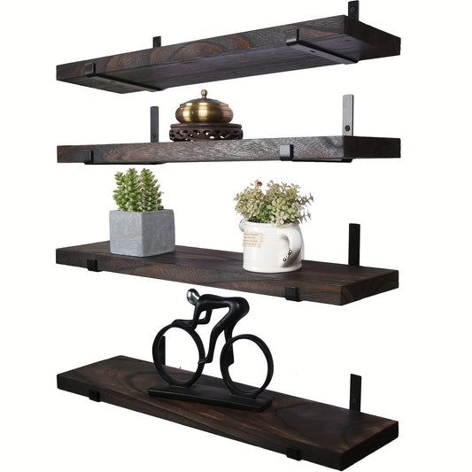 RusticShelf - Set von 4 schwebenden Holzregalen