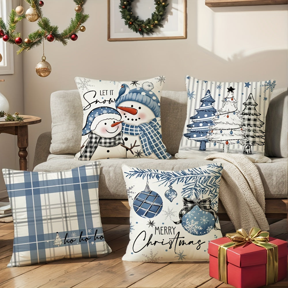 Garduru Weihnachtskissenhüllen Set von 4 | Dekorative Urlaubs-Kissenhüllen für Sofa & Wohnkultur - Glenz
