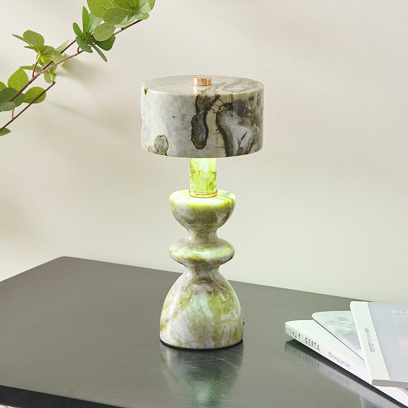Garduru - Stilvolle LED Tischlampe Aus Marmor & Eisen Mit USB-Anschluss