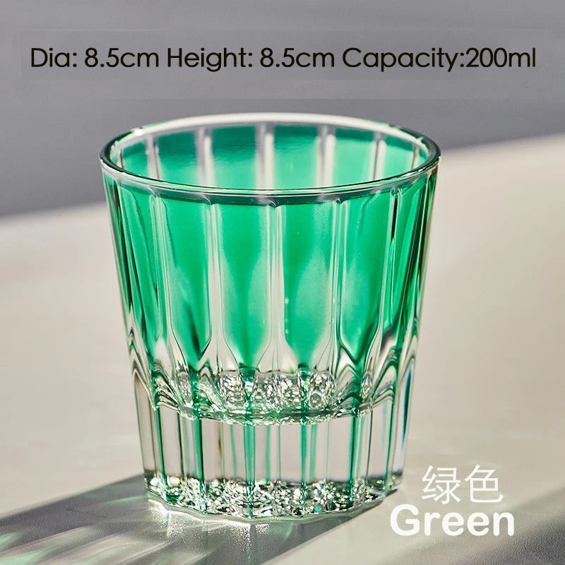 Sunburst Kristall Whiskey Glas – Handgefertigte Farben & Sonnenschliff – 200ml Kapazität