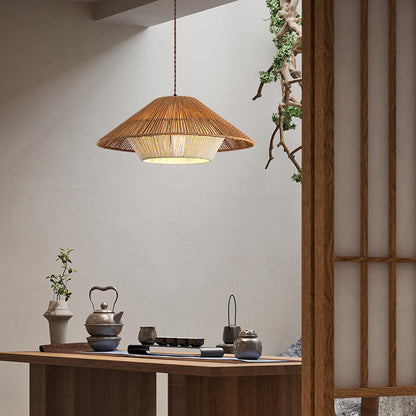 Garduru Japanische Pendelleuchte | Handgefertigte Weidenlampe | Minimalistisches Design für Zuhause