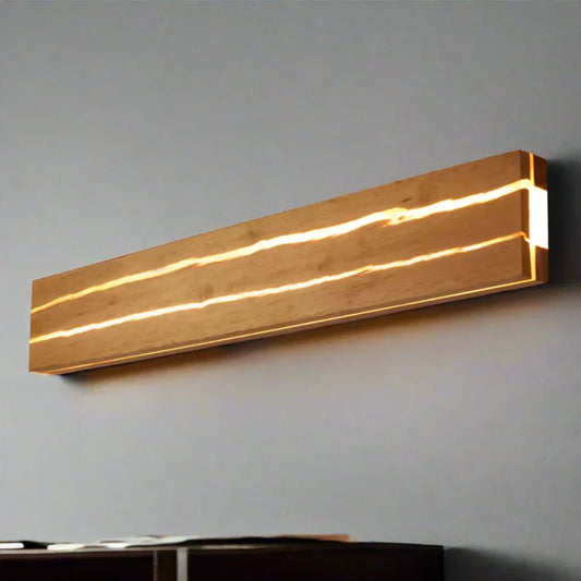 Moderne Wandlampe aus Holz mit Rissmuster - Elegante LED-Beleuchtung für Wohnzimmer und Schlafzimmer