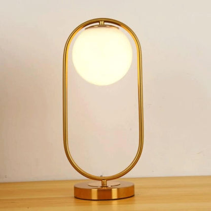 LuxeBrass Lampe - Messing LED Tischlampe mit Glas-Schirm für Schlafzimmer & Schreibtisch