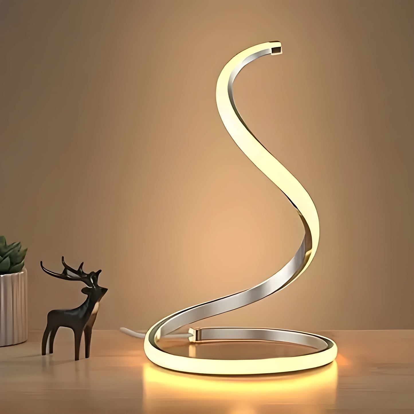 Garduru Lampe – Dekorative USB-betriebene S-förmige LED-Tischlampe