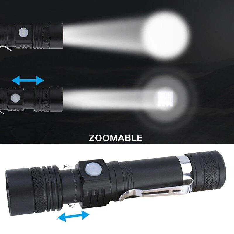 Garduru - Superhelle 90000LM LED taktische Taschenlampe zoombare mit wiederaufladbarer Batterie