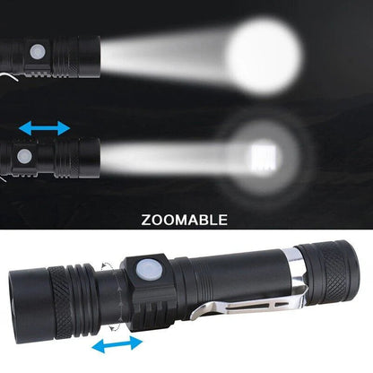 Garduru - Superhelle 90000LM LED taktische Taschenlampe zoombare mit wiederaufladbarer Batterie