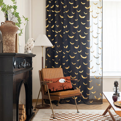 Transparente Polyester-Vorhänge mit Fledermausmuster – Leicht und modern für Schlafzimmer und Wohnzimmer