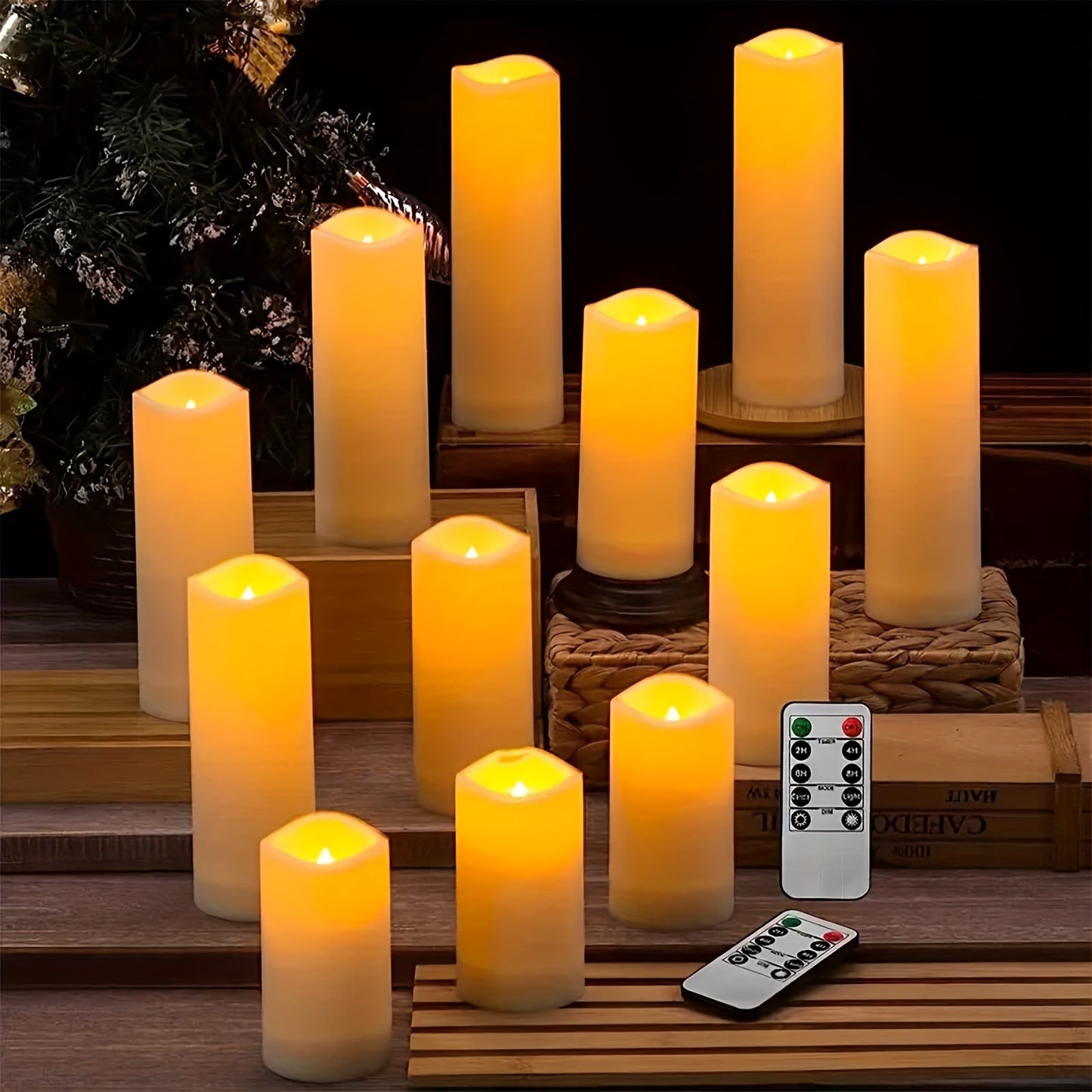 12 LED Wasserfeste Elfenbeinfarbene Kerzen - Flameless Kerzen mit Timer und Fernbedienung