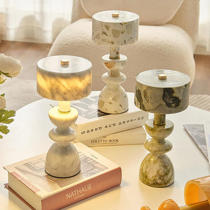 Garduru - Stilvolle LED Tischlampe Aus Marmor & Eisen Mit USB-Anschluss