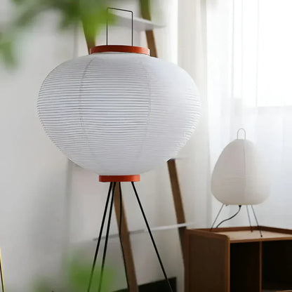Wabi-Sabi Reispapier Stehlampe mit LED-Licht