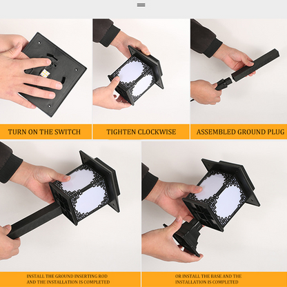 Solar LED Gartenlampe – Große quadratische Lampe mit warmem Licht und dualer Nutzung