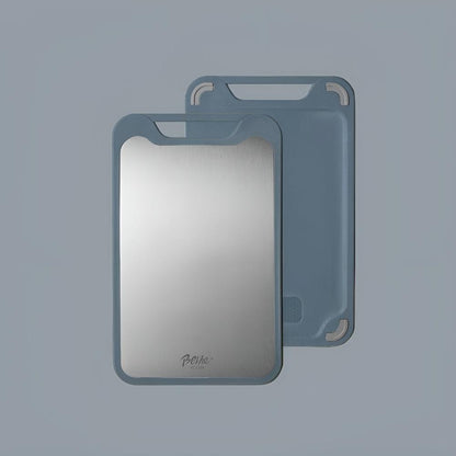 Stylische doppelseitige Schneidebrett aus Edelstahl