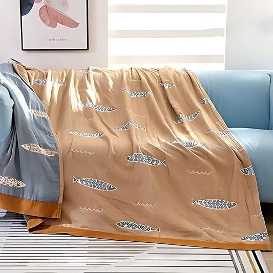 Goldene Fisch Baumwollgaze Wendedecke