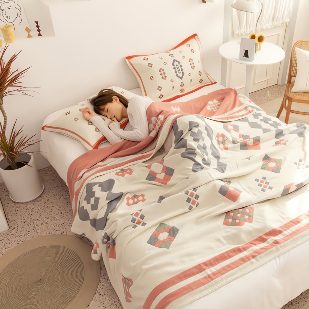 Chevron-Design Vier-Layer Baumwolle Decke
