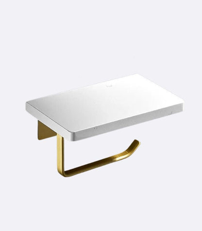 Toilettenpapierhalter Wandmontiert Natürlicher Marmor Gebürstetes Gold