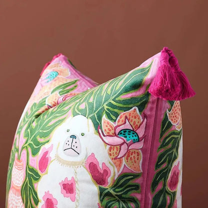Blush Pink Hund Quaste Kissenbezug