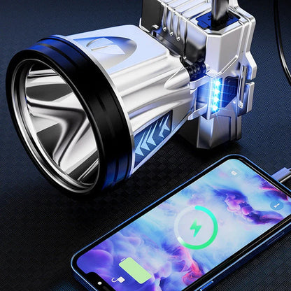 Breitstrahlende LED-Stirnlampe mit Powerbank-Funktion und USB-Ladeanschluss