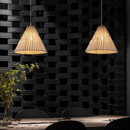 Boho Pendelleuchte - Handgefertigte Weidenleuchte für die Inneneinrichtung