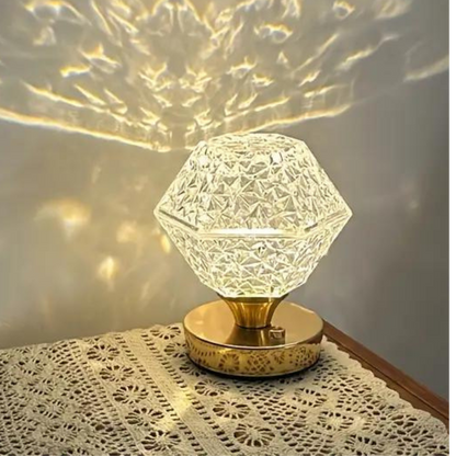 RoyaleGlow Touch Control Kristall Tischlampe – USB Aufladbare LED Licht mit Einstellbarer Helligkeit