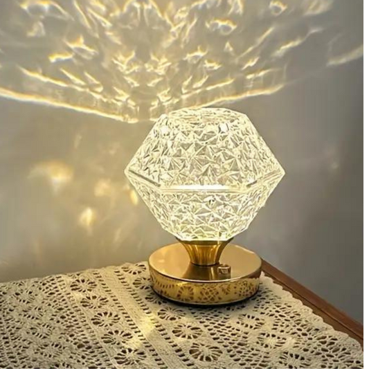 RoyaleGlow Touch Control Kristall Tischlampe – USB Aufladbare LED Licht mit Einstellbarer Helligkeit
