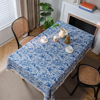 Blaue Schmetterlingsgarten-Tischdecke