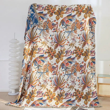 Vintage Floral Leaf Baumwolldecke