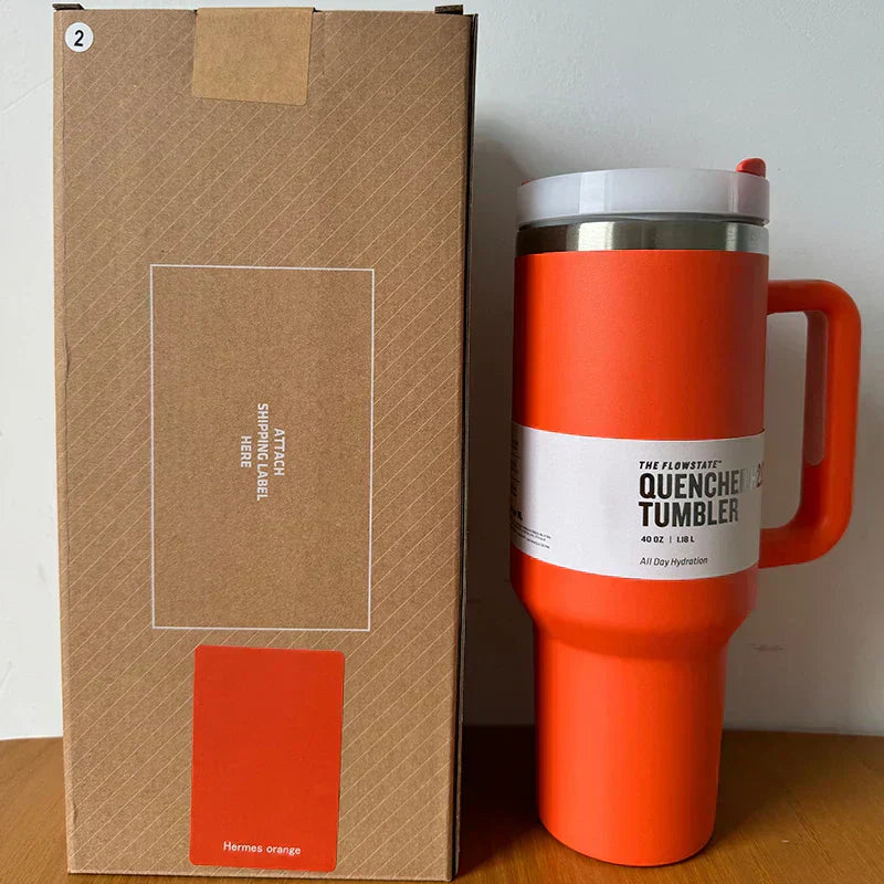40 Oz Isolierter Edelstahl Reisebecher mit Henkel, Auslaufsicherem Deckel & Strohhalm