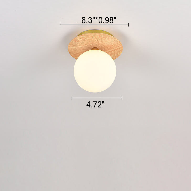 Garduru Minimalistische Deckenleuchte | Glas & Holzoptik | Semi-Flush-Mount | Japanisches Design