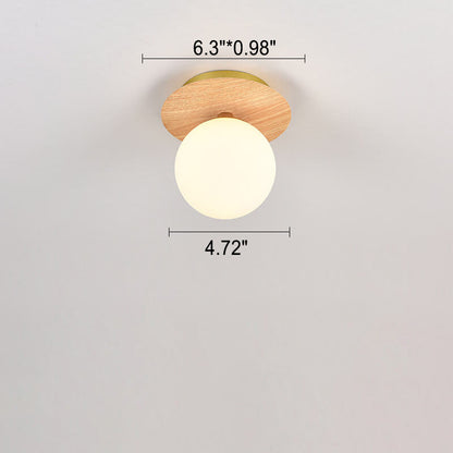 Garduru Minimalistische Deckenleuchte | Glas & Holzoptik | Semi-Flush-Mount | Japanisches Design