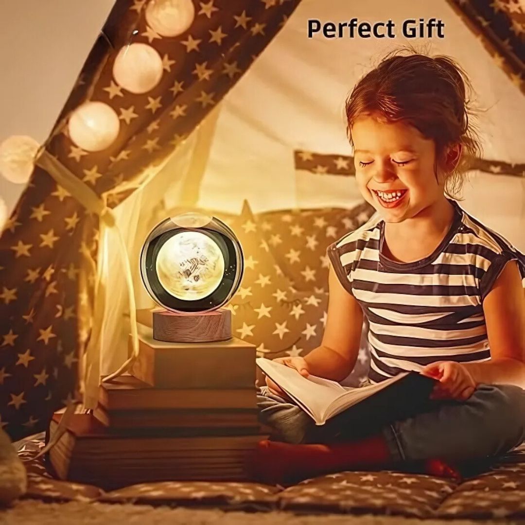 Beruhigende kosmische Lichter: Die Galaxie, Saturn und der Mond