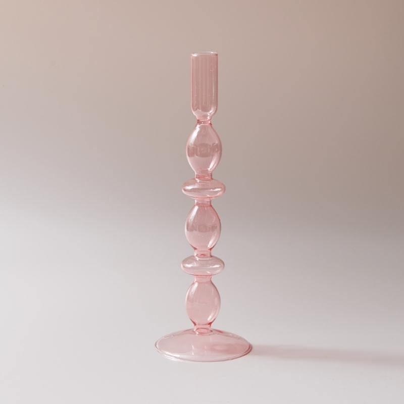 Garduru Pink Glas Kerzenhalter & Vasen Set | Elegantes Design | Vielseitige Tischdekoration