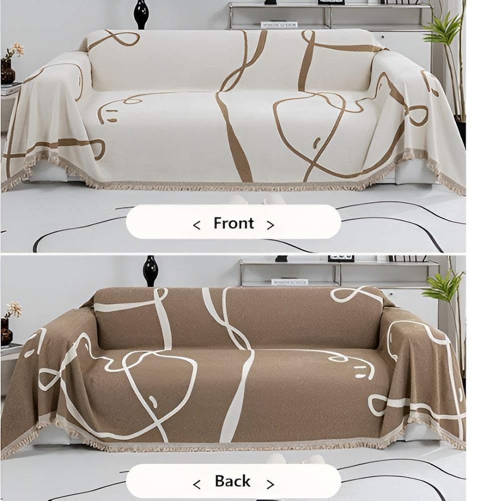 Abstract Line Wendbarer Chenille Sofaüberwurf