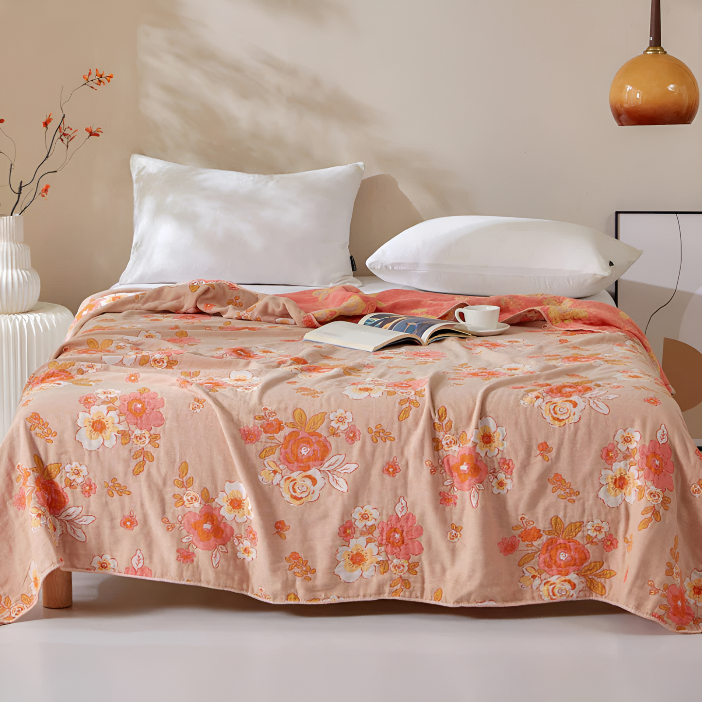 Blush Baumwollgaze Blumendecke
