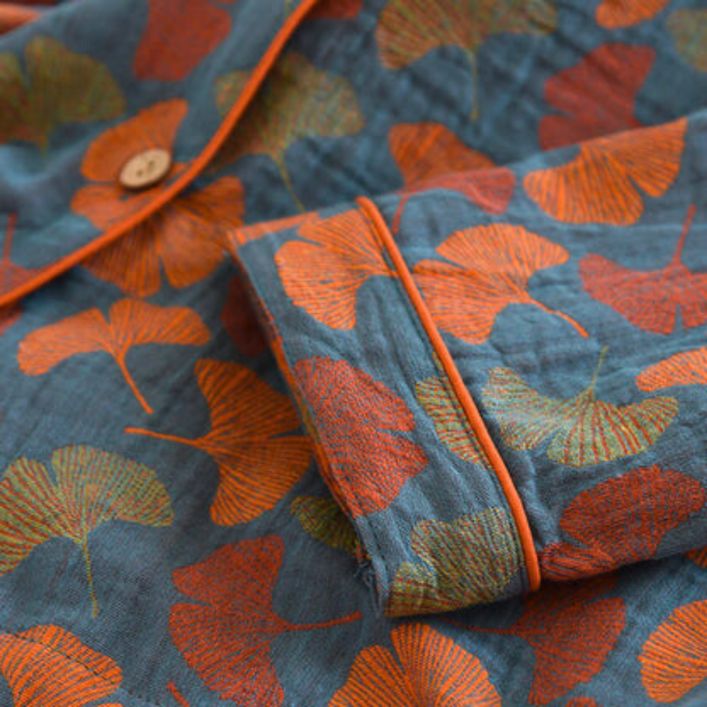 Blattprint Button-Up Loungewear Set