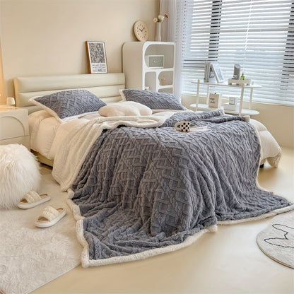 Gemütliche gestrickte Fleece-Decke für Zuhause und Büro - Nebelgrau Komfort