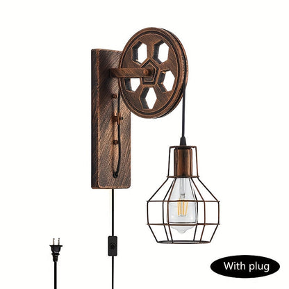 Garduru Vintage Wandleuchte | Industrielles Design | Wandlampe für Wohnzimmer & Büro | Verkabelt oder mit Stecker