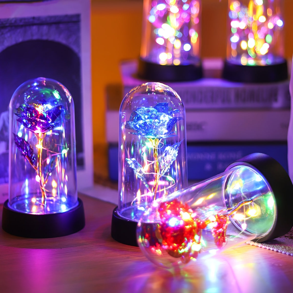 Garduru - Romantische Rosenblüten Lampe mit Lila Blume für Deko & Geschenk