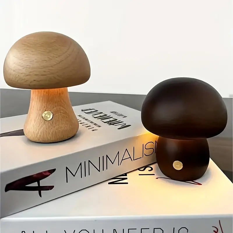 MushroomGlow – Holz Tischlampe mit natürlichem und modernem Design
