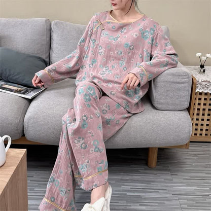 Pyjama-Set aus Baumwolle mit Pfingstrose in Übergröße