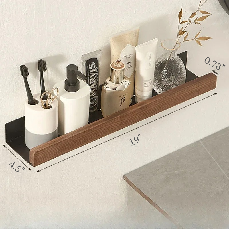 No Punch Massivholz Badezimmer Wandregal Dusche und Toiletten Organizer