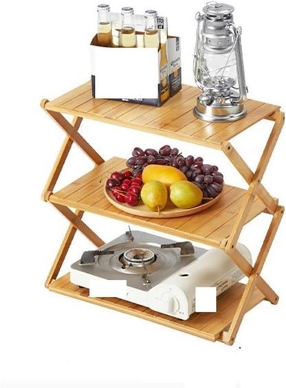 Mehrschichtiger Faltbarer Holzregal | Multifunktional und Tragbar